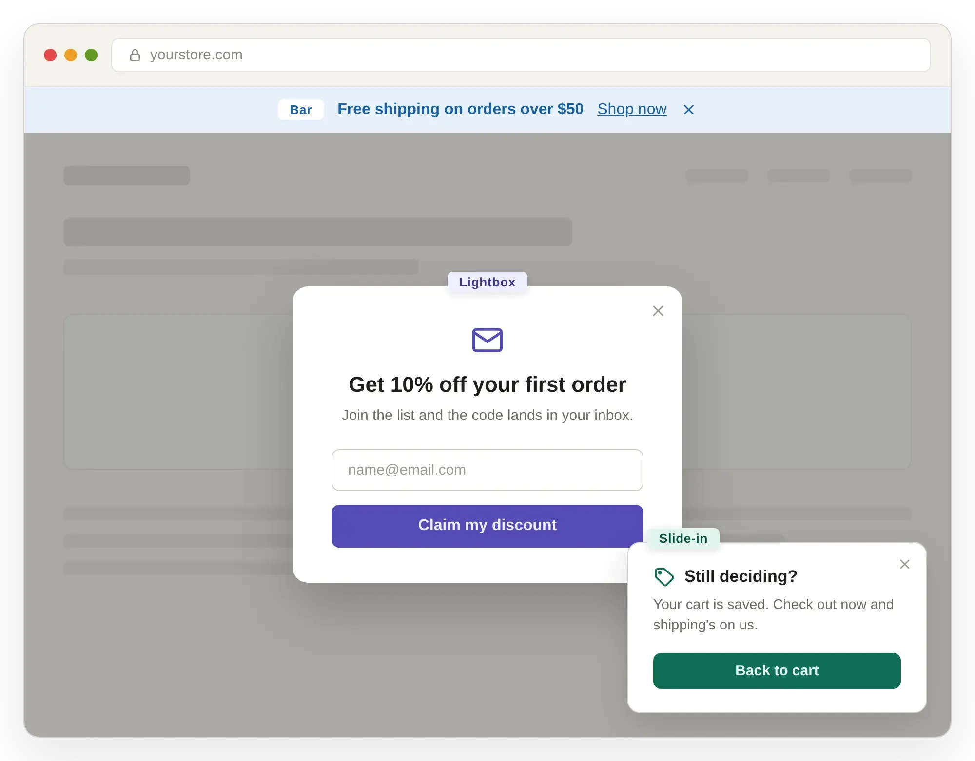 types of popups